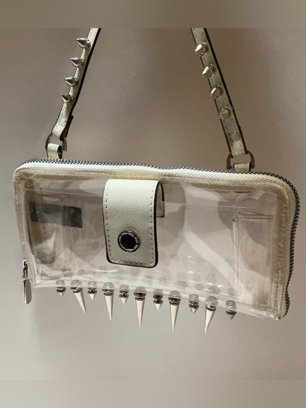 Clear Spike Shoulder Crossbody Transparent Phone Bag cone spikes Edgy Punk Goth
